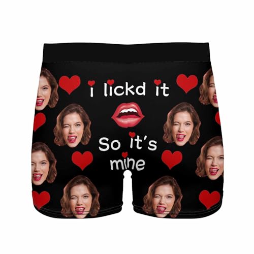 Personalized Men Boxers Brief with Face for Valentines, Custom Funny Face Underwear with Heart for Men Birthday2