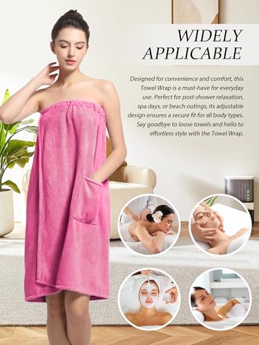 Image of Women'S Soft Wrap Towel Full Length,Bath Robe After Shower Female Plush Long,Spa Bathrobes Lightweight With Pockets