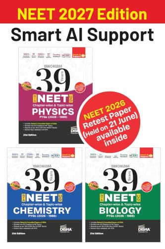 Disha Combo (3 Books) Errorless 39 Years NEET Chapter-wise & Topi...