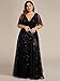 Ever-Pretty Women's Plus Size V-Neck Sequin Embroidery A Line Floor Length Formal Evening Dresses with Sleeves Black US20