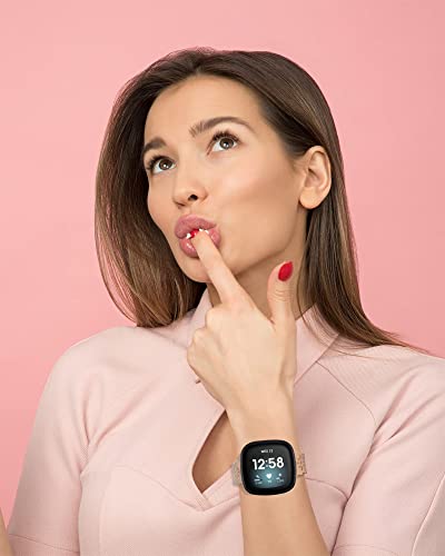 Ginkgonut Beautiful Silicone Slim Sport Band Compatible With Fitbit Sense/Versa 3 / Versa 4 / Sense 2 Bands Women, Soft Silicone Lace Replacement Smartwatch Wristband For Women #TOP3