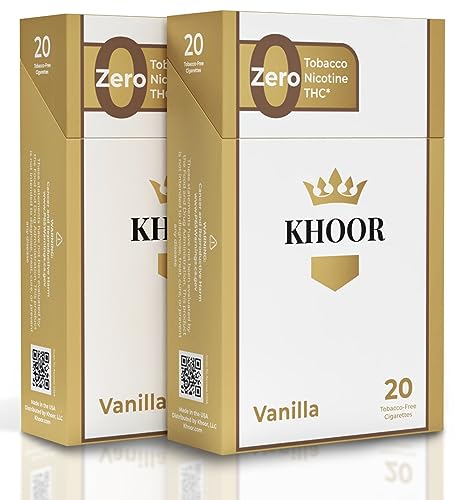 khoor herbal cigarettes - 2 vanilla packs non-addictive tobacco-free amp nicotine-free traditional cigarette substitute premium vanilla flavor - 2 packs 40 sticks