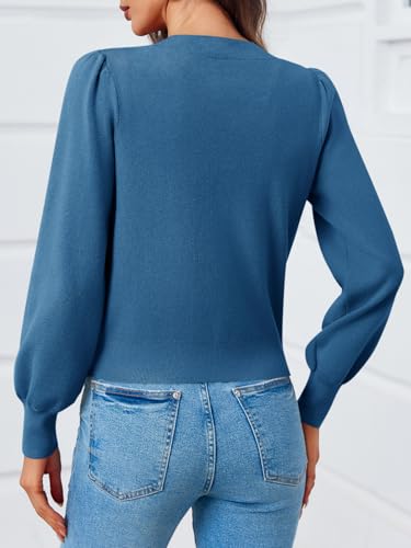 Image of Saodimallsu Womens Bow Button Front Cardigan Sweaters V Neck Cropped Knit Sweater