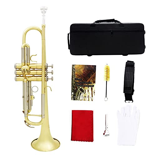 SGFVBNG Trompeta Estándar En Si Bemol De Brass Play Western Wind Instruments, Boquilla 7C, con Estuche...