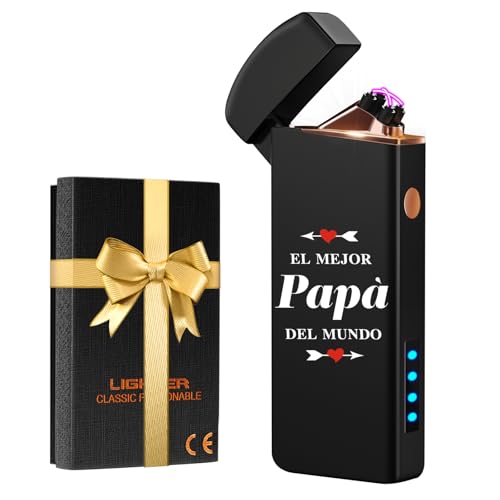 Regalo Dia del Padre Regalo Papa, Coquimbo Mechero Electrico USB Recargable Encendedor Doble Arco y Resistente al Viento para Vela, Estufa, Barbacoa, Camping, Regalos Cumpleaños para Papá Hombre