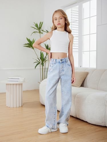 WDIRARA Girl's Bowknot Embroidery Wide Leg Denim Pants Y2k High Waist Baggy Jeans4