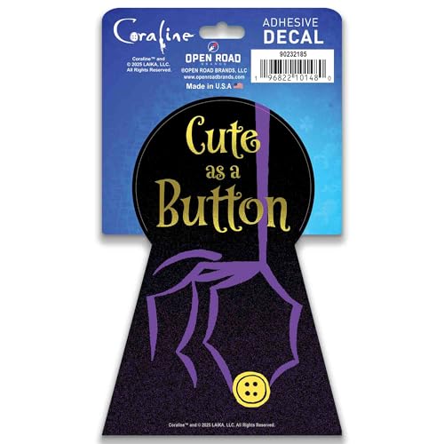 Image of Coraline Cute as a Button Adhesive Vinyl Decal - Whimsical Coraline Sticker for Laptop, Notebook, or Mirror