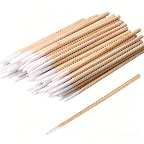 Image of RIKWOG 600pcs Pointed Cotton Swabs, 7cm /2.75in Precision Microblading Cotton Swab Cotton Sticks Applicator for Eyebrow Tattoo Beauty Make-up Nail Clean, Wood Handle Pointed Tip Head