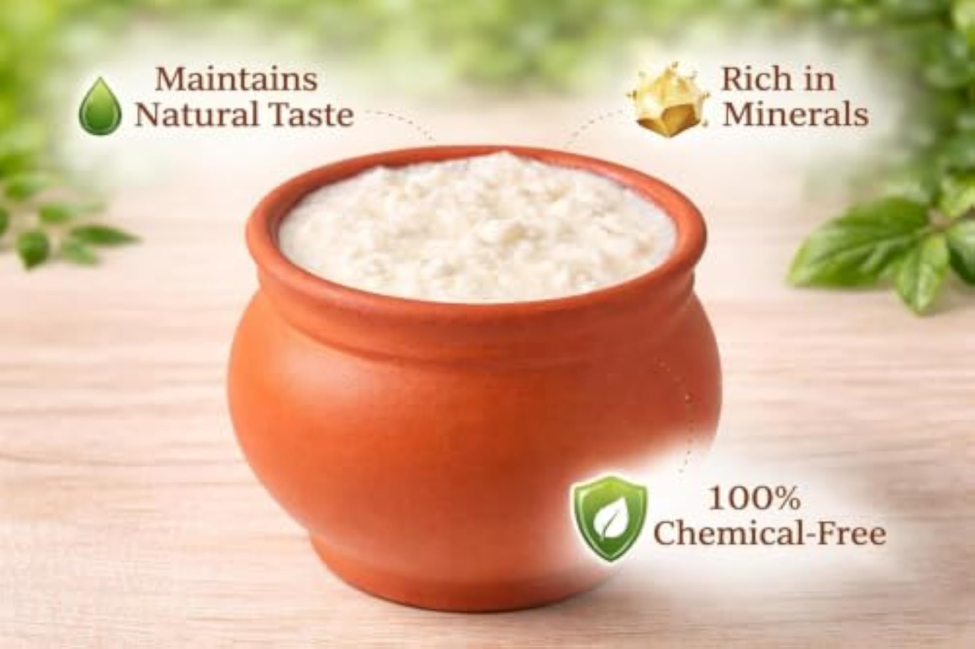 Organic Clay Dahi Handi with Lid, 500 Gram Capacity
