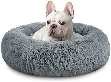 Mirkoo Dog Beds Calming Pet Bed for Large Medium Small Dogs (L/XL/XXL/XXXL) Washable Anti Anxiety Round Fluffy Plush Faux Fur Pet Bed