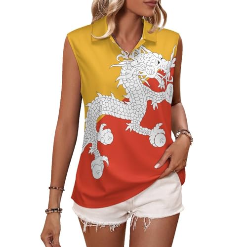 Camiseta de secado rápido de golf para mujer polo ligero sin mangas con botones
