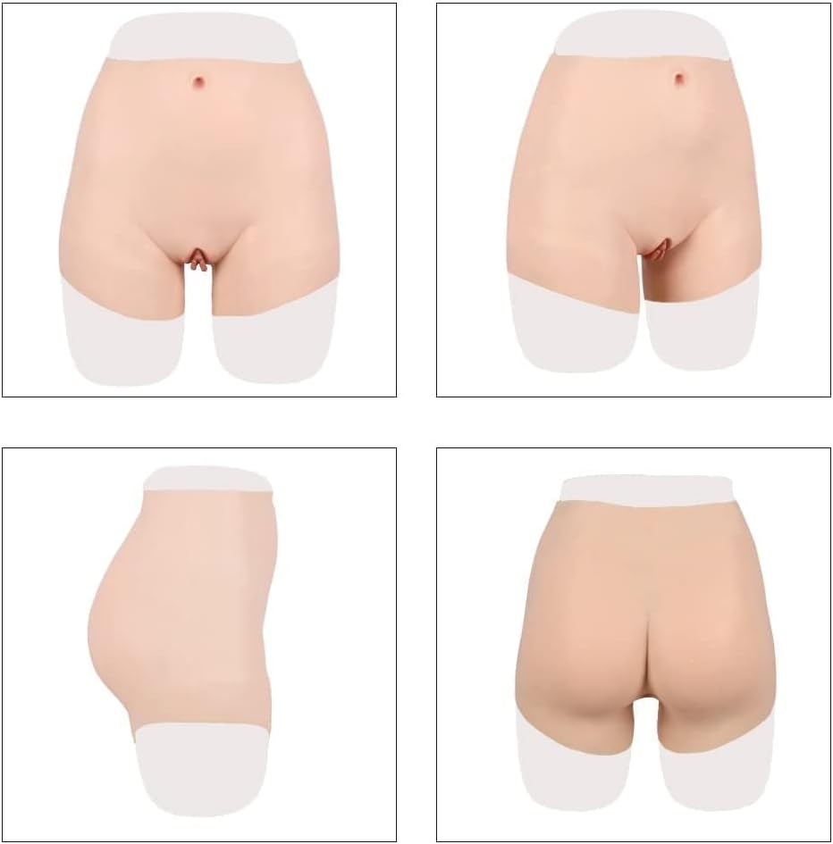 Liifun Fake Vagina Underwear Realistic Sissy Panties Silicone Boxer Briefs for Crossdresser Drag Queen Cosplay