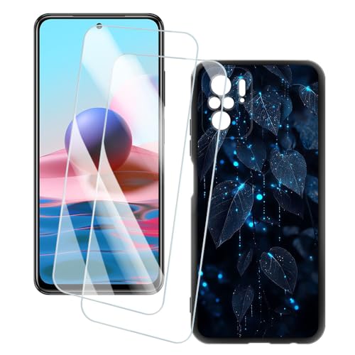 OAGELIM 2�Z�b�g �X�N���[���v���e�N�^�[ + �P�[�X Xiaomi Redmi Note 10 4G (6.43 �C���`) �Ƃ̌݊������� �A�[�e�B�X�e�B�b�N�J�X�^���v�����g�J�o�[�Ƌ����K���X�t�B���� �X�N���b�`�h�~ (�t)