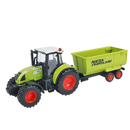 Le Monde De La Ferme - Tractor CLAAS 540 Con Remolque Volquete - Granja - 027045 - 1/32 - Vehículo De Rueda Libre - Verde - Metal - Juguete Infantil - Vehículo - Agricultura - A Partir De 3 Años