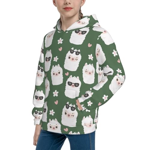 Alpaca Faces Kid Hoodies Boys Sweatshirts Girls Pullover with Pocket2