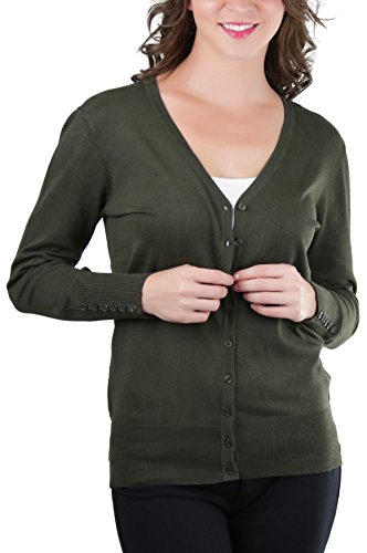 Image of ToBeInStyle Women's Long Sleeve Button Down V-Neck Cardigan