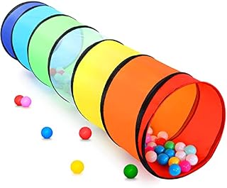 Sanobear Kids Play Tunnel Tent for Toddler, 6-ft Pop Up Crawl Toy Baby Infant Children or Dog Cat Pets, Collapsible Gift Boy and Girl Indoor Outdoor Game (Rainbow Tunnel)