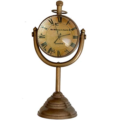 Roost 真鍮の置き時計 ブラス デスククロック Brass Desk Clock アンティーク クラシック (文字盤:ライトイエロー)