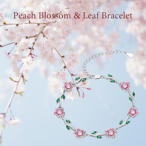 Image of Sunflower /Lily of Valley /Carnation /Camellia /Daisy /Peach Blossom /Rose /Tulip Bracelet 925 Sterling Silver Birth Flower Bracelet for Women Jewelry Gifts