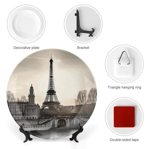 Plato decorativo de porcelana estilo Viaje París 7 pulgadas miniatura 3