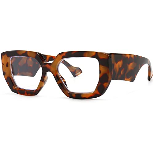 Image of Breaksun Thick Frame Blue Light Glasses for Women Men Fashion Oversized Square Computer Gaming Eyeglasses