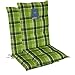 LILENO HOME Gartenstuhl Auflagen als [2er Set - Hochlehner] in Karo Grün - Bequeme Liegen als Sitzauflagen für Gartenmöbel - Stuhlkissen für Gartenstühle und Klappstühle