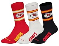 NFL Kansas City Chiefs 3pk Crew Socks - RED/WHT/BLK - 43/46