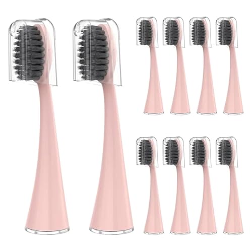 電動歯ブラシ対応交換用ブラシヘ??ッド10個(10pcs pink)