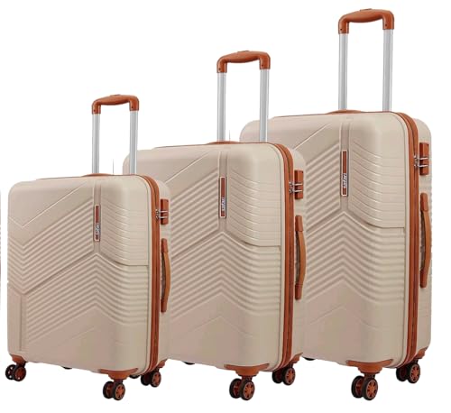 Image of Safari Carter Hard-Sided Polypropylene Suitcase 5 Years Warranty Luggage Set of 3 Trolley Bags (55 & 67 & 76 cm) (Luxury Beige)