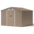 Kullavik 10FT x 8FT Outdoor Storage Shed,Waterproof Metal Tool Shed with Lockable Sliding Door and Air Vents,Metal Storage Shed for Garden,Patio,Lawn