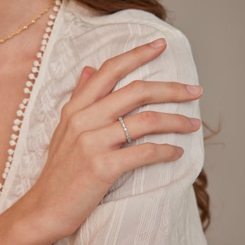 14K Gold Plated Wedding Band for Women Cubic Zirconia Marquise & Round Milgrain Full Eternity Stackable Ring Size 5-10