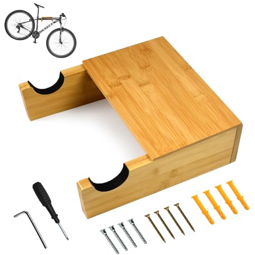 FuxFuis Soporte Mural de Madera para Bicicletas Portabicicletas Mural Gancho Mural para Bicicletas con 4 Tornillos para Madera 4 Tornillos para Pared 4 Tubos de Expansión 1 Lllave 1 Destornillador