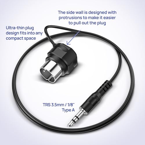 Image of CME TRS MIDI Cable 4-Pack - Straight TRS Type A (3.5mm - 1 /8 inch) to Angled 5-pin DIN, 1FT / 30CM - Perfect for Compact Spaces and patching
