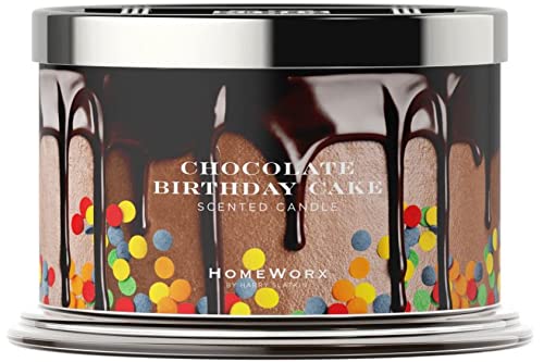 HomeWorx by Harry Slatkin 4 Wick Candle, 18 oz, Chocolate Birthday Cake