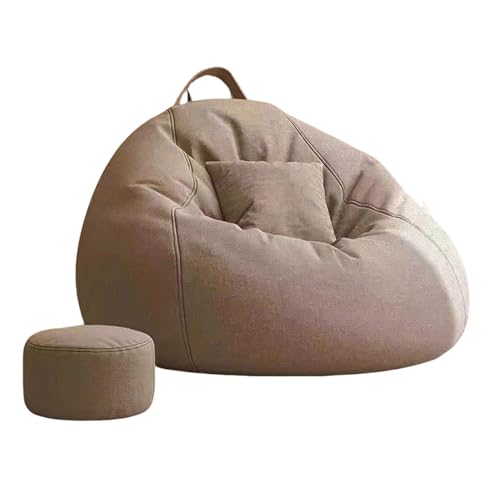 Cozy Lazy - Puf reclinable de un solo piso para dormitorio y balcón, tela de lino de algodón suave, cómoda tumbona para dormir, sofá cama pequeño portátil