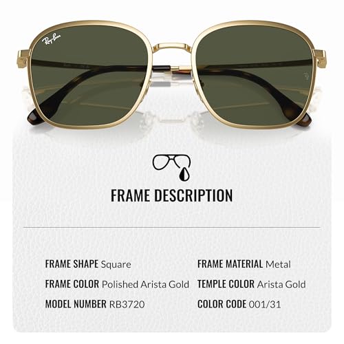 Ray-Ban RB3720 Square Shaped Sunglasses for Men & Women with Official RAYBAN Eyewear Kit3