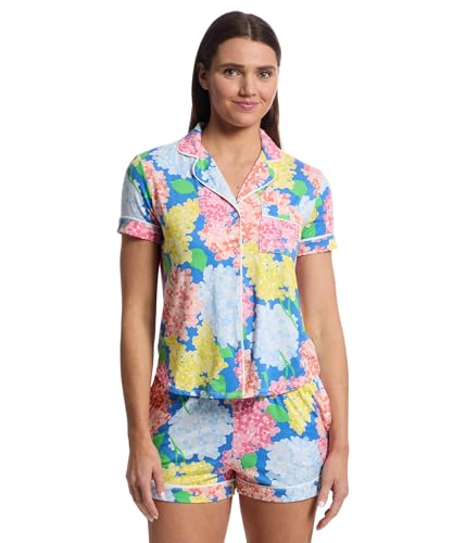 Image of kate spade new york Short Sleeve Brushed Jersey Notch Boxer Pajama Set