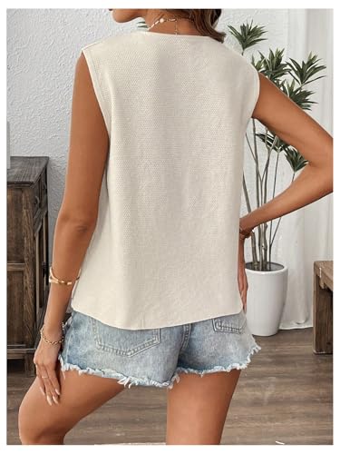 GORGLITTER Women's Bow Tie Front Tops Boho Sleeveless Knit Vests Cardigan Summer Spring Going Out Tops2