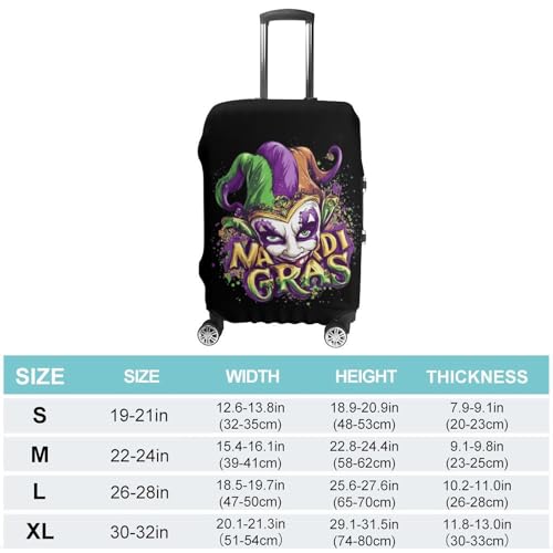 Mardi And Gras Jester Mask Travel Luggage Cover for Suitcase 19-32 Inches Elastic Washable Baggage Protector2