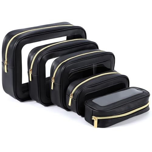 Image of YOPCDJ 5PCS Diaper Bag Organizer Pouch Set, TSA Approved Toiletry Bag，Clear Waterproof TPU Makeup Bag Set Travel Organizer Bags for Women and Kids