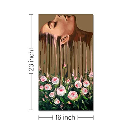 Image of RANGOLI 100% Cotton Stretched Canvas Painting 400 GSM, Framed Brain Rose Canvas Abstract Wall Art for Living Room, 3D Paintings for Wall Decor (16 x 23 Inch With Frame)