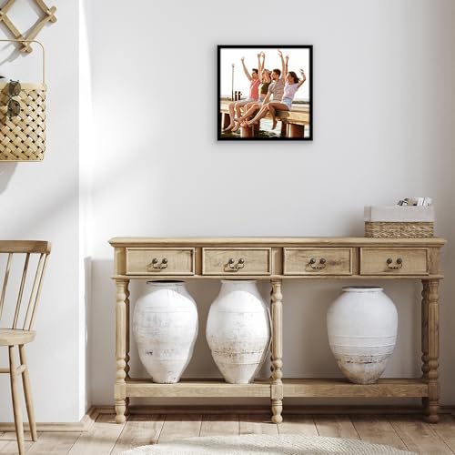 Image of Americanflat 13x13 Picture Frame with Polished Plexiglass - Streamline Collection - Thin Border Square Frame for Wall Display - Hanging Hardware Included - Black