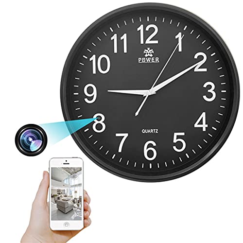 Camaras Espias Ocultas GEQWE Reloj De Pared con Cámara Espía WiFi, Cámara IP Oculta 1080P HD Spy DVR Visión Nocturna con Cámara De Niñera En...
