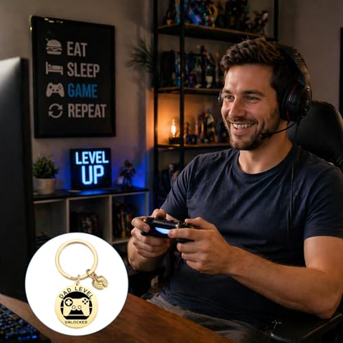 Image of MIXJOY New Expecting Dad First Time Father's Day, New Dad Announce Pregnancy, Dad Unlocked Key Chain with Footprint Charm