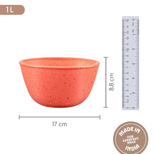 Image of Borosil 500ml Kube Pink Serving & Mixing Bowl | Made in India Borosilicate Glass Bowl for Kitchen & Dinning | Bowl for Mixing Dough, Salad, Batter | Microwave & Dishwasher Safe