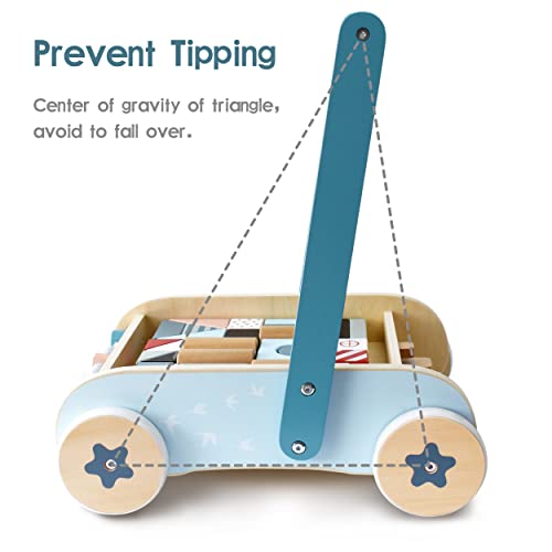 Pairpear Baby Walker With Breaks,Toddler Wooden Push Walker Toys,Baby Block Walkers For 1 Year Old And Up Boys And Girls Gift. #TOP1