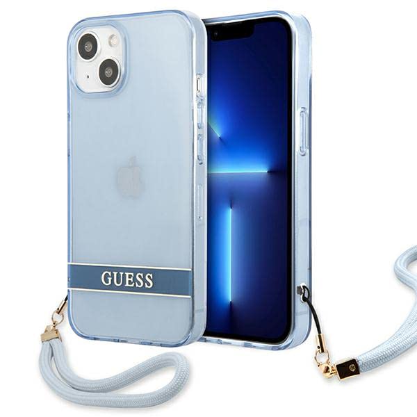 Guess GUHCP13MHTSGSB Coque Rigide pour iPhone 13 6,1" Bleu