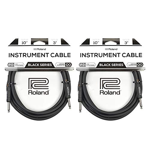 Roland Black Series 10Ft S/S 1/4" Instrument Cable 2 Pack Bundle #TOP2
