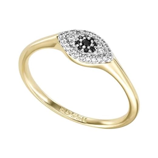 Fossil Anillo Para Mujer Plata De Ley, Largo: 6mm, Ancho: 9.5mm Anillo De Plata De Ley Bañado En Oro De 14K, JFS00580998