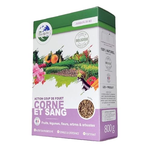 TERRA NOSTRA - Engrais Corne et Sang - Boite 800g Miettes Coup de fouet - Produits Ecologiques - 100% Naturel - Utilisable en Agriculture Biologique - Fabriqué en France